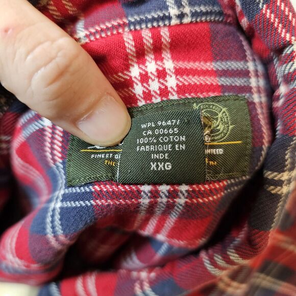 Vintage Eddie Bauer Sport Shop Heavyweight Flannel Shirt Red Blue Plaid Mens XXL - Picture 4 of 9